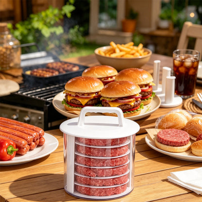 6 Layer Burger Patty Maker with 5 Discs Patty Press for BBQ Homemade Prep
