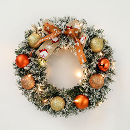 Christmas Wreath Decor Xmas Hanging Garland with String Light for Home Party