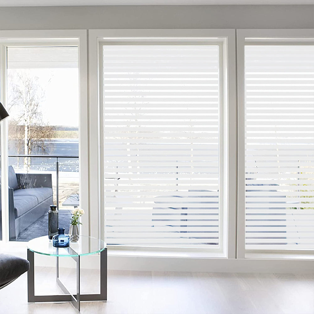 Frosted Stripe Glass Window Privacy Film Static Window Sticker Office Bathroom Decor