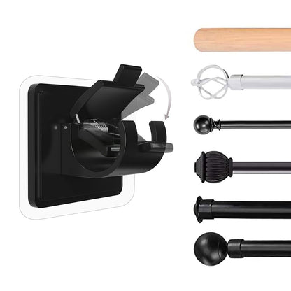 10 Pcs No Drill Curtain Rod Holder -Black