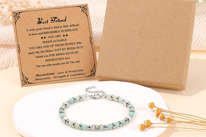Gift for Women Moonstone Bracelet Amazonite Jasper Stainless Steel Bracelet -Best Friend
