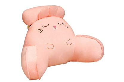 Backrest Reading Pillow Lumbar Support Chair Cushion Back Rest With Arms-Pink