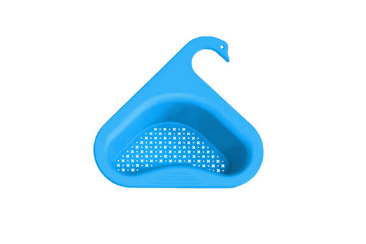 Multifunctional Drain Basket Kitchen Sink Strainer  Funnel for Food-Blue