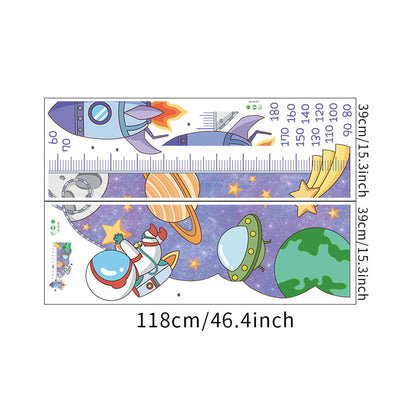 Cartoon Universe Starry Sky Astronaut Spaceship Rocket Height Sticker Wall Decals