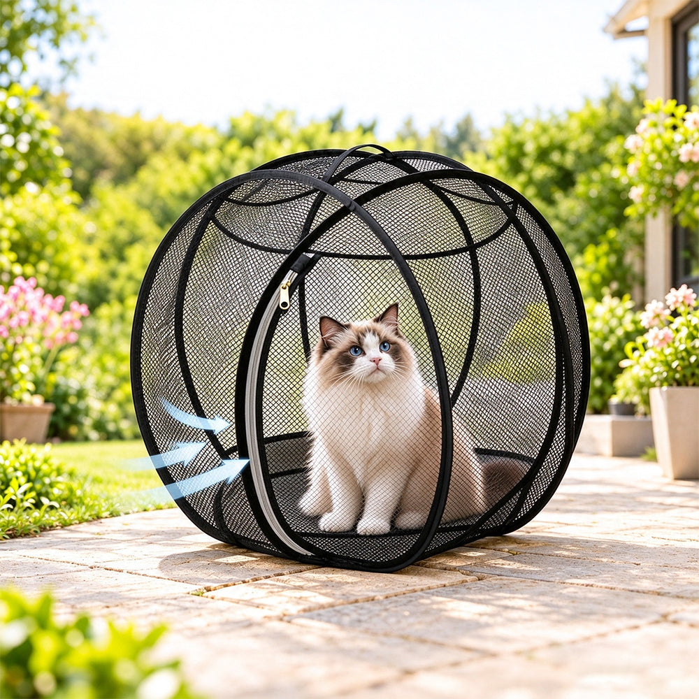 Cat Hamster Ball for Outside Rolling Cat Enclosure Pop Up Playpen - Black