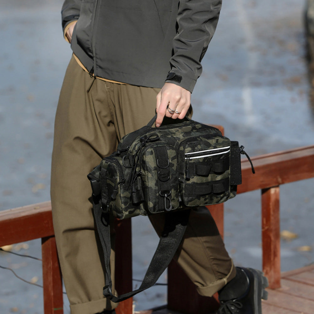 Fishing Tackle Storage Bag Fish Lures Bag Single Shoulder Crossbody Tactical Waist Pack Camouflage