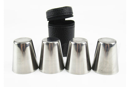 4 Pieces 30ml Stainless Steel Shot Cup Set with PU Carry Pouch