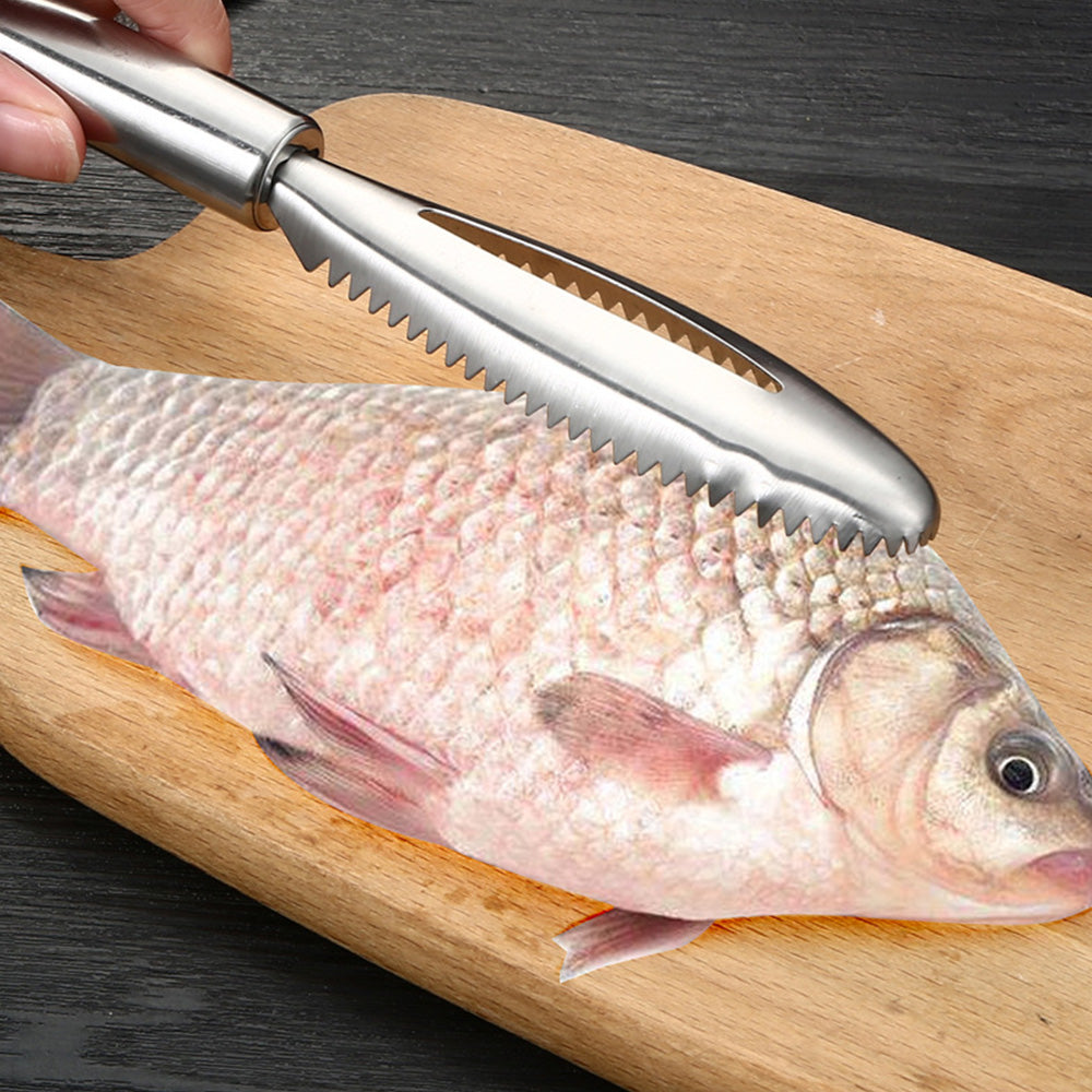 2Pcs Stainless Steel Fish Scaler Brush Scale Scraper Skin Remover Kitchen Seafood Clean Tool