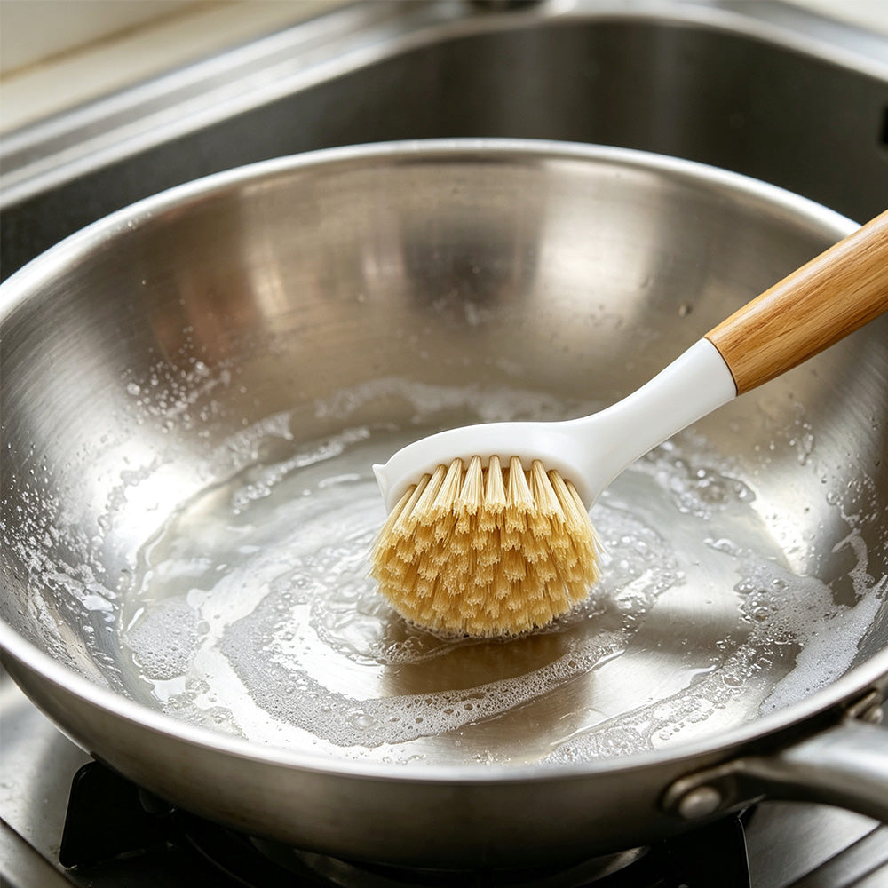 4 Piece Pot Cleaning Brush Set with Handles for Cookware