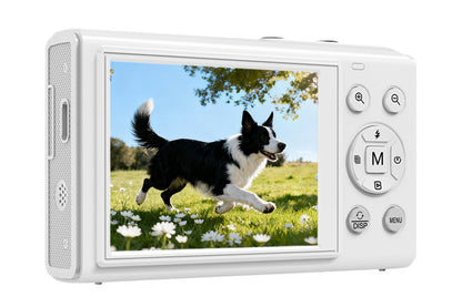 Dual Screen Digital Camera Point and Shoot Selfie Camera with Fill Light-White