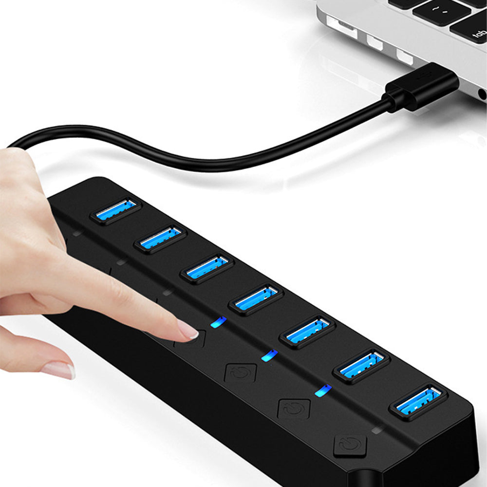 7 Port USB 3.0 Hub 5Gbps Splitter for PC Laptop Keyboard Mouse