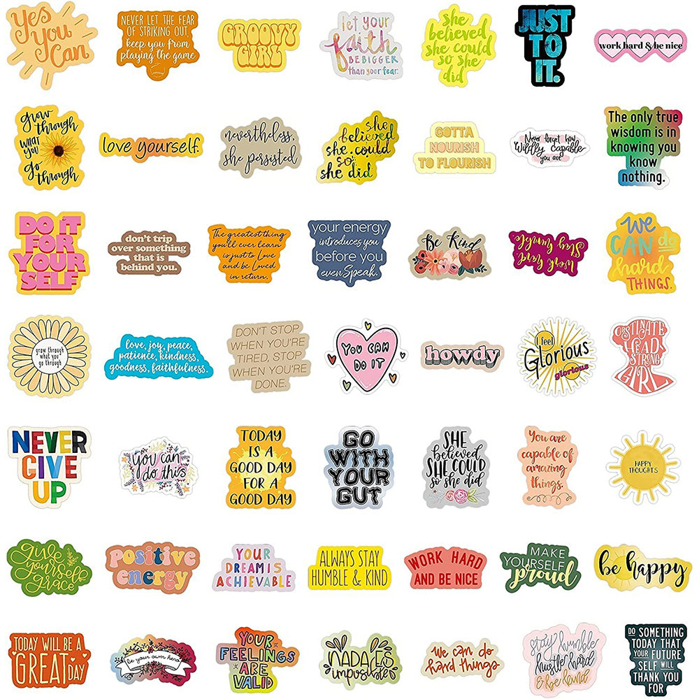 100pcs Motivational Stickers Pack Positive Quote Scarpbooking Laptop Cars