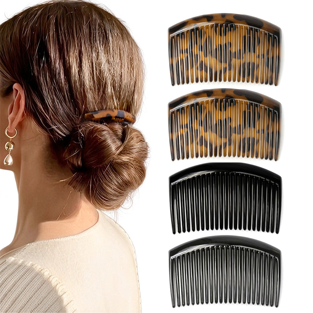 4 Large French Side Hair Combs with 23 Teeth for Twist Braid Styling