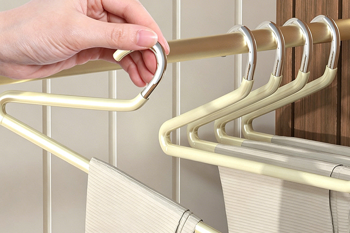 10 Piece Open Pant Hangers - Cream