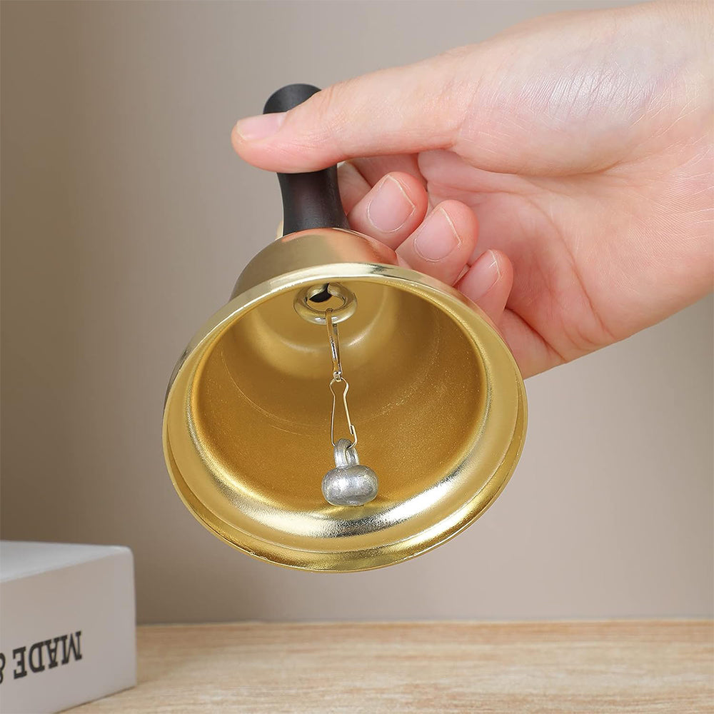 Metal Hand Bell Dinner Bell for Home School-Gold