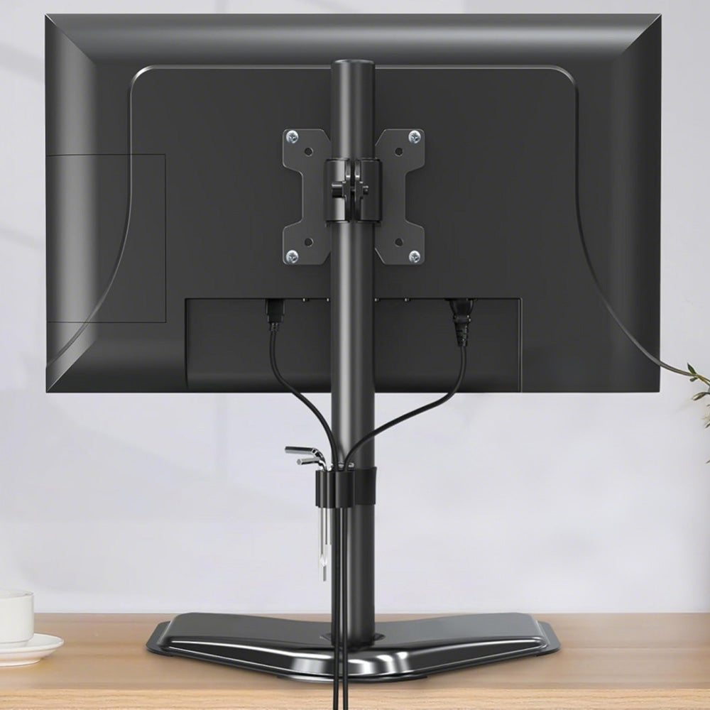 Single Monitor Stand Arm Freestanding Adjustable V-Base HD LED TV Screens-Vertical
