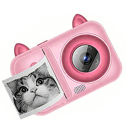 Kids 1080P Instant Print Digital Camera with 1 Roll Printing Paper Pink