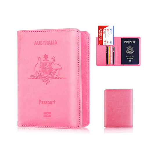 RFID Blocking Travel Passport Holder Travel Passport Wallet Case for Men and Women -Pink