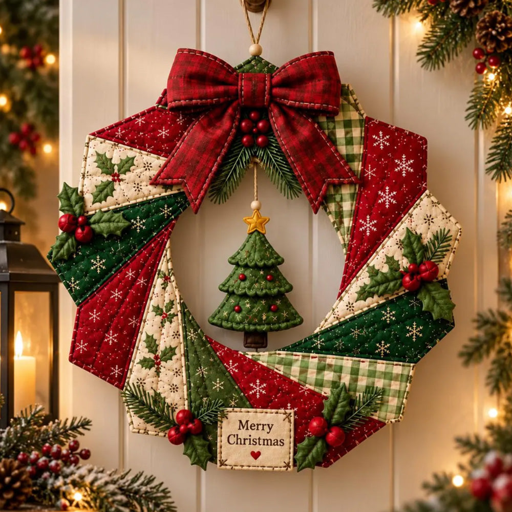 Christmas Wreath DIY Sewing Kit with Precut Fabric for Door Decor - Christmas tree