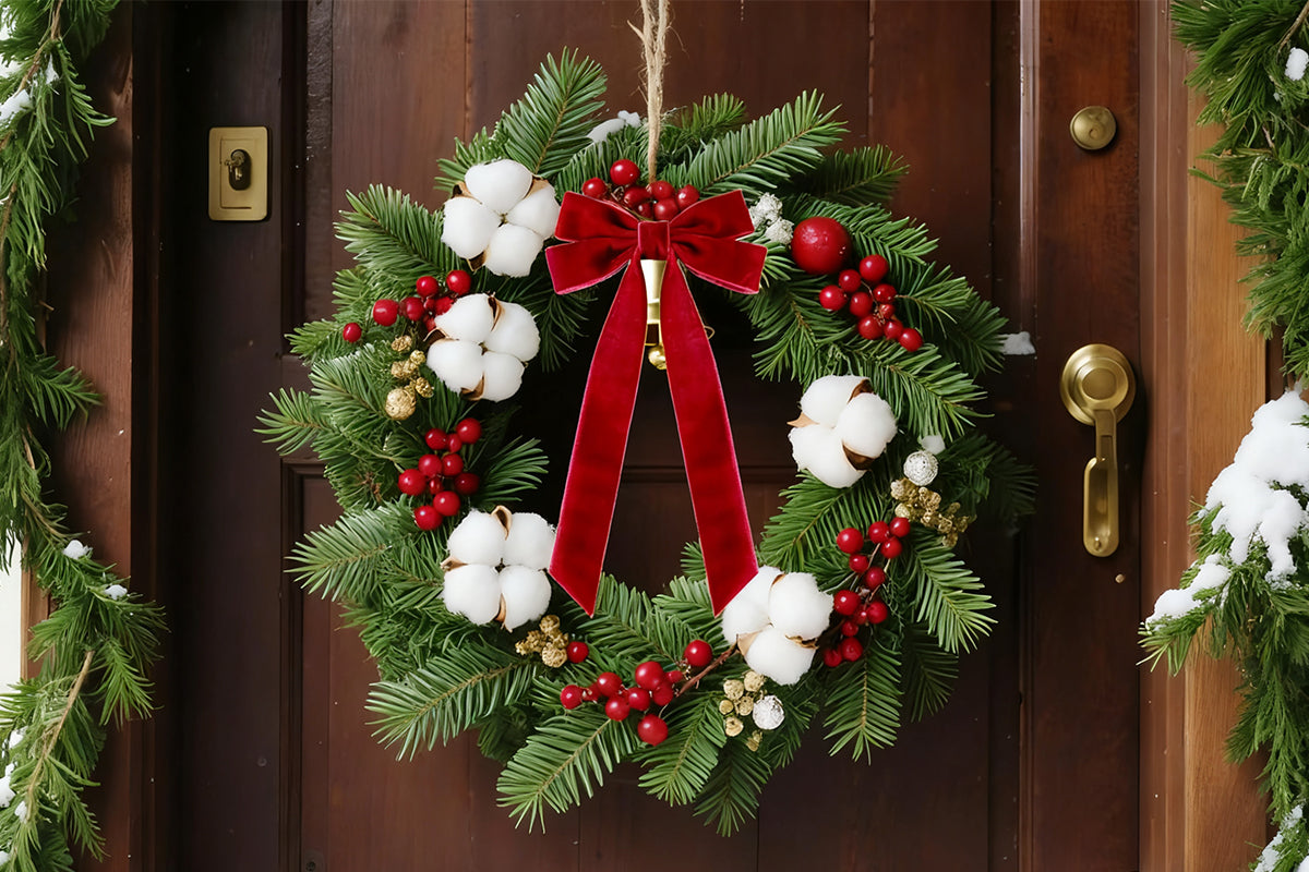 12Pcs Velvet Ribbon Bows for Christmas Tree Vintage Rustic Craft Bows-Wine Red