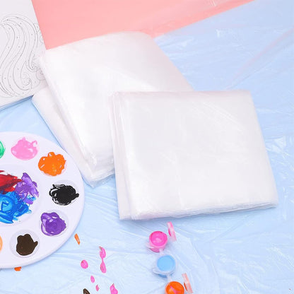 6 Pack Paint Drop Cloth Plastic Sheeting 9x12 Feet for Painting Furniture Protection