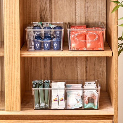 6Pcs Cabinet Organizer Bins with Handle Divided Storage Container for Kitchen