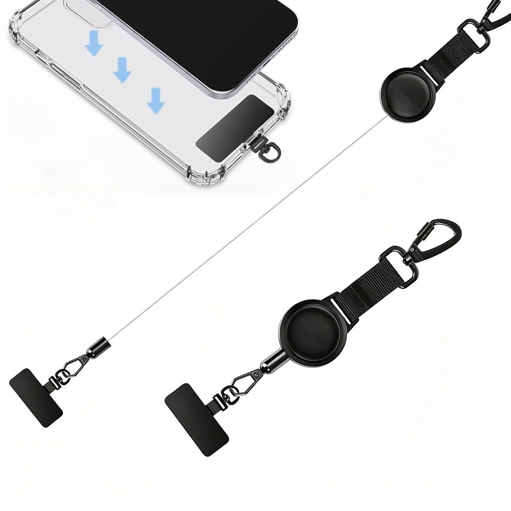 2Pcs Retractable Phone Lanyard Locking Carabiner 360 Degree Tab for Hiking Climbing
