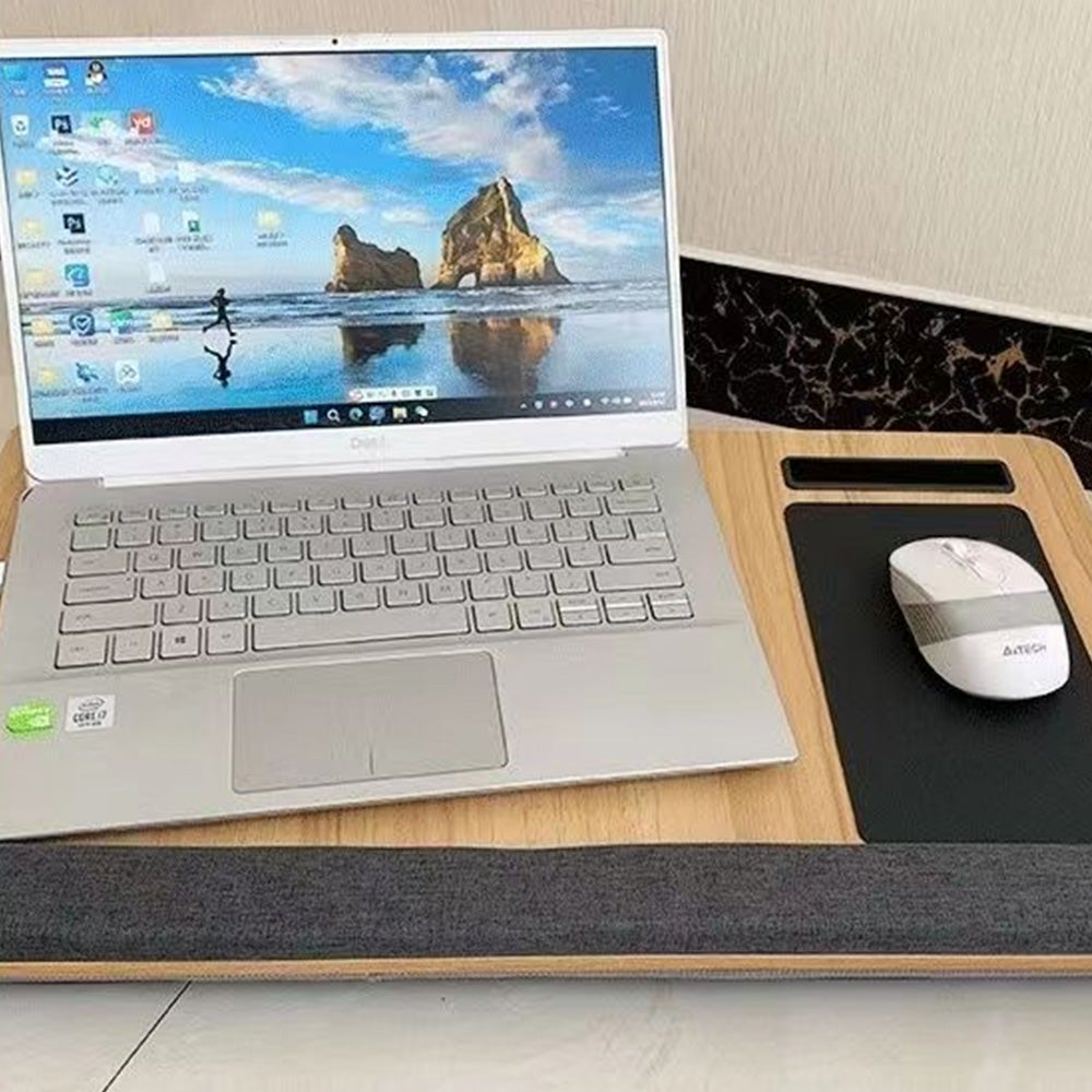 Laptop Desk with Built in Mouse Pad Wrist Pad Laptop Stand with Tablet/Phone Holder Brown