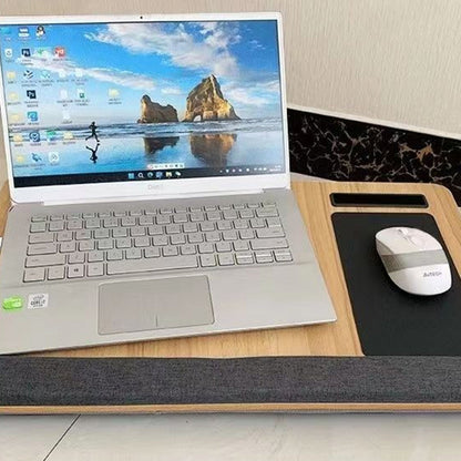 Laptop Desk with Built in Mouse Pad Wrist Pad Laptop Stand with Tablet/Phone Holder Brown