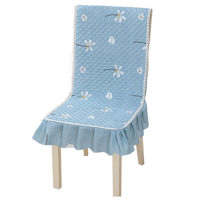 Siamese Chair Cover Non-Slip Thickened Stretch Slipcover Seat Cover -Blue