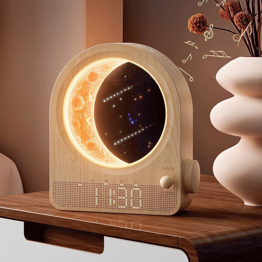 Sunrise Dual Alarm Clock with Moon Lamp Wake Up Light for Bedroom Use