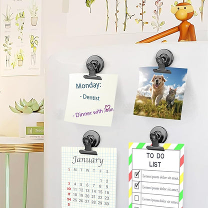 12 Pack Metal Fridge Clips for Photo Plan Refrigerator Clips - Black
