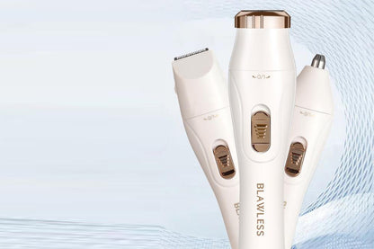 3-in-1 Bikini Electric Trimmer Painless Body Shaver Cordless Facial Hair Remover -White