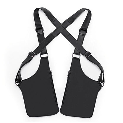 Outdoor Double Shoulder Armpit Bag with Multiple Pockets-Black