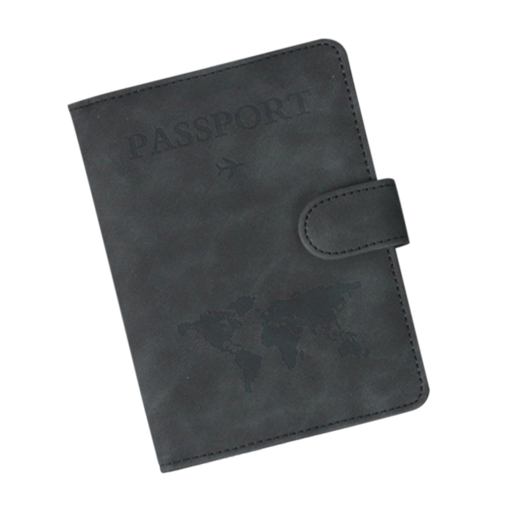 Passport Holder RFID Blocking Leather Cover Wallet With Magnetic Closure For Travel Essentials-Black