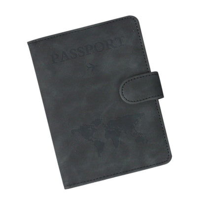 Passport Holder RFID Blocking Leather Cover Wallet With Magnetic Closure For Travel Essentials-Black