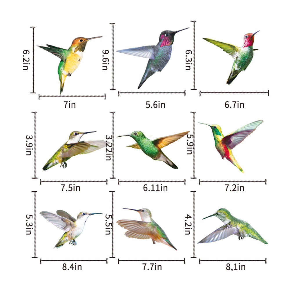 9 Hummingbird Wall Stickers Anti-Collision Window Clings Decals