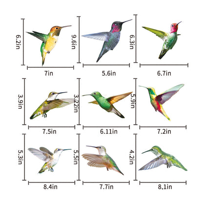 9 Hummingbird Wall Stickers Anti-Collision Window Clings Decals