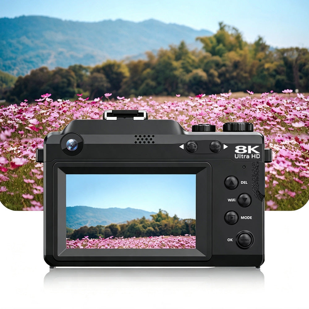 8K Digital Camera 18X Zoom Dual Lens Camera-Black