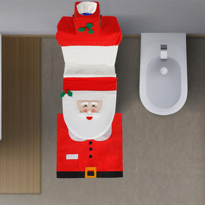 3Pcs Set Christmas Toilet Seat Cover Kit Xmas Bathroom Decor Home Indoor Decor