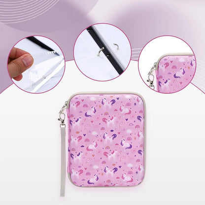 Card Case for Yoto Cards 80 Pockets Card Holder with Carry Strap and Zipper-Pink