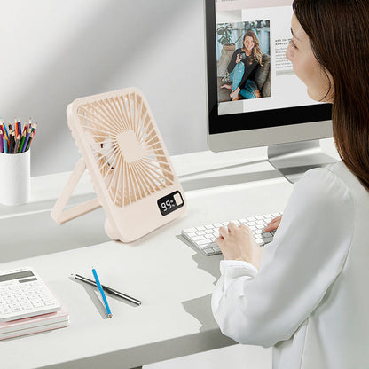 5 Speed Desktop Fan USB Rechargeable 180 Degree Foldable Digital Display Fan Cuticolour