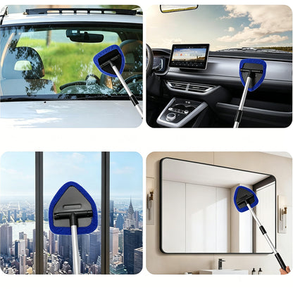 11Pcs Car Windshield Cleaning Tool Kit Telescopic Pole with Washable Pads