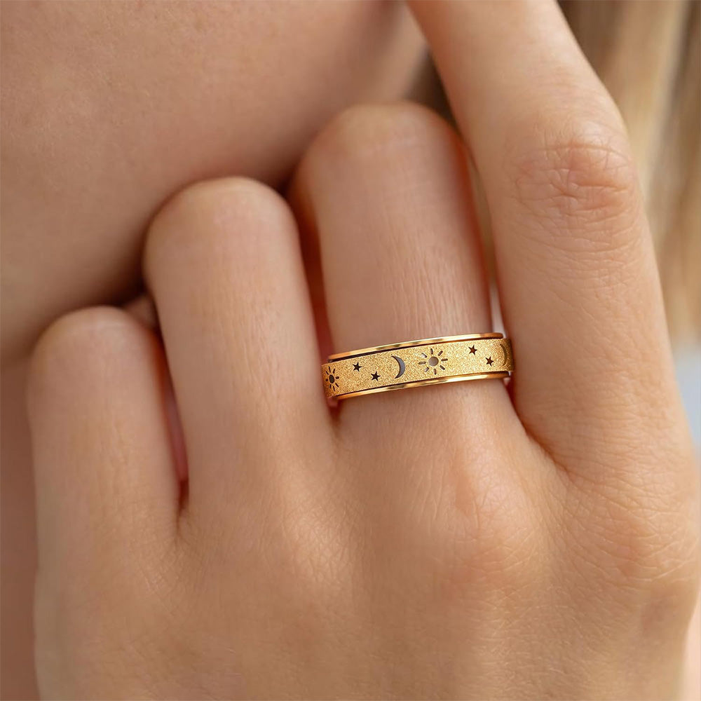 3Pcs Spinner Ring Stainless Steel Fun Playful Rotating Rings Ring Size AU V