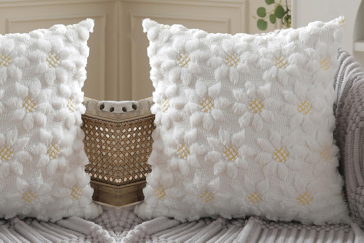 2Pcs Spring Summer Pillow Covers Floral  Farmhouse Home Decor for Sofa Couch Bed -Sunflowers