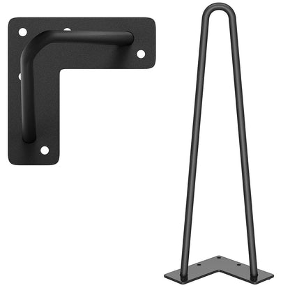 4Pcs Hairpin Furniture Table Legs with Rubber Feet-40cm