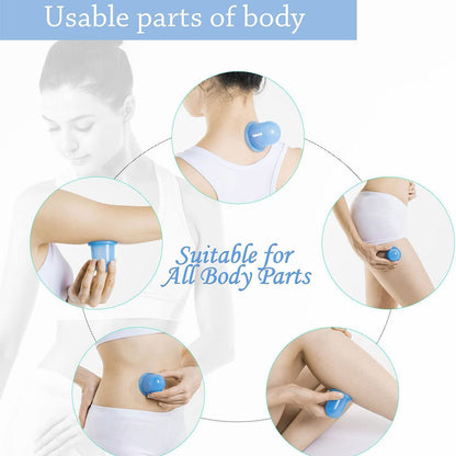 Silicone Cupping Therapy Set Professional Massage Cups Kit for Cellulite Muscle Pain Relief - Blue