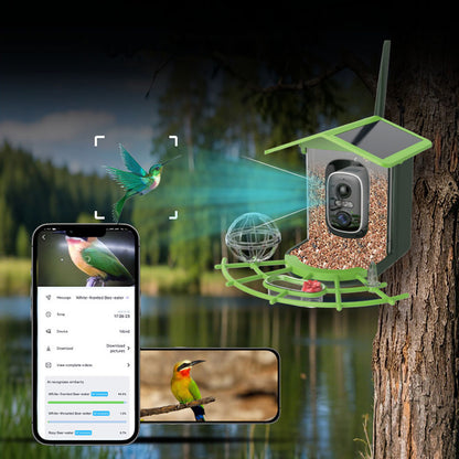 Outdoor Solar Powered Waterproof Bird Feeder with Camera for Garden