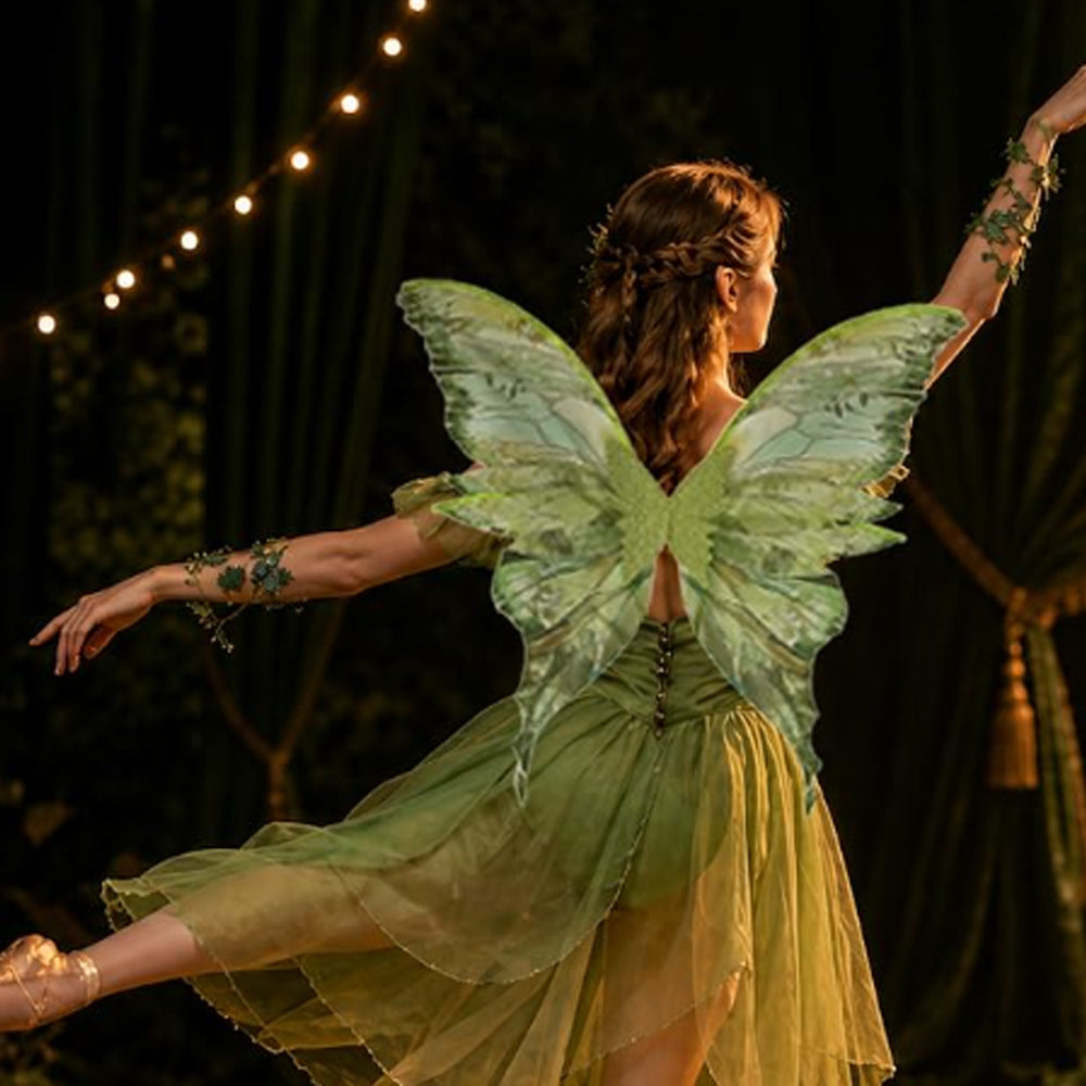 Adult Fairy Costume Set with Wings Elf Ears Arm Vine and Wand