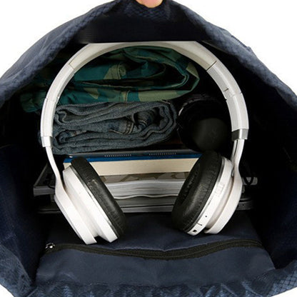 Sports Drawstring Backpack with 2 Pockets Large-Capacity Basketball Bag Dark Blue